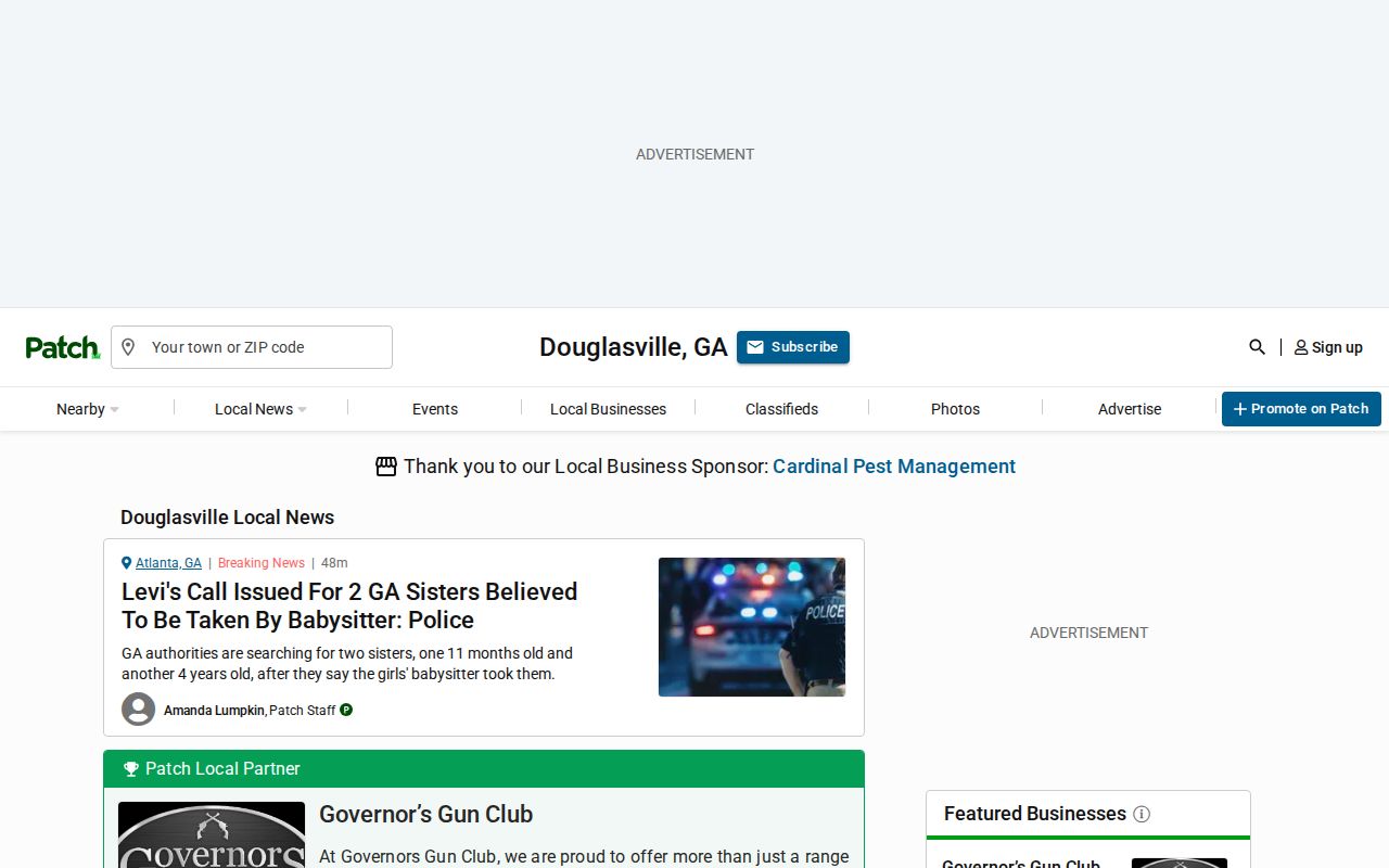 Patch Douglasville community news page for Douglas County crime coverage