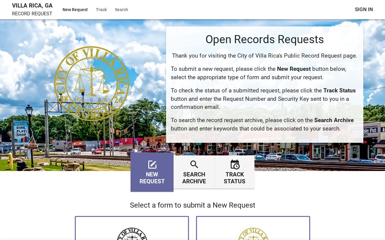Villa Rica Police JustFOIA portal for Villa Rica police arrest records